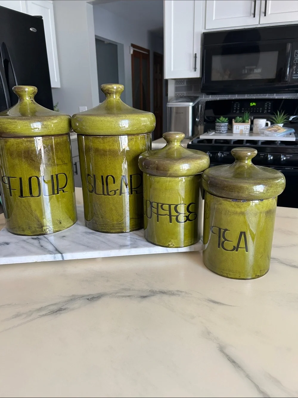 Vintage 1970’s Ceramic Canister Set manufactured by Holiday Designs